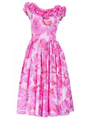 Hula Midi Dress with Hibiscus Print / Pink / G2380pi
