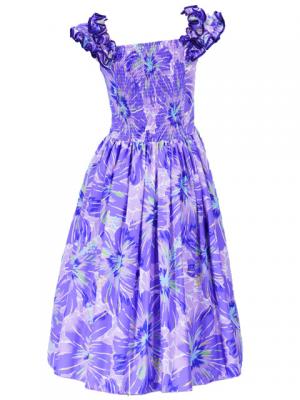 Hula Midi Dress with Hibiscus Print / Purple / G2380pu