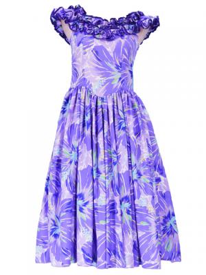Hula Midi Dress with Hibiscus Print / Purple / G2380pu