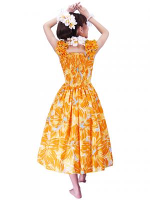 Hula Midi Dress with Hibiscus Print / Yellow / G2380ye