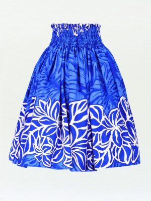 Hula Pa'u Skirt with Plumeria Print / Blue / J2397