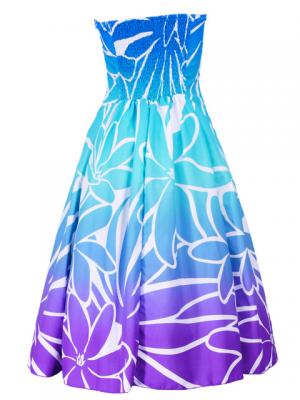 Hula Strapless Dress with Tiare / Blue & Purple  / G2428blpu