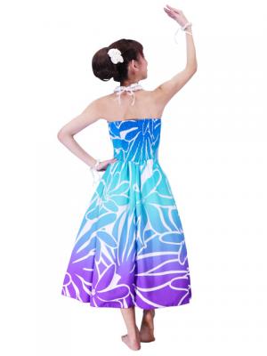 Hula Strapless Dress with Tiare / Blue & Purple  / G2428blpu