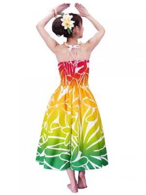 Hula Strapless Dress with Tiare / Red & Green  / G2428rdgr
