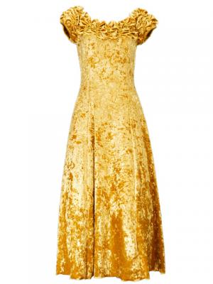 Hula Off Shoulder Dress with Crushed Velvet / Gold / G2429gd