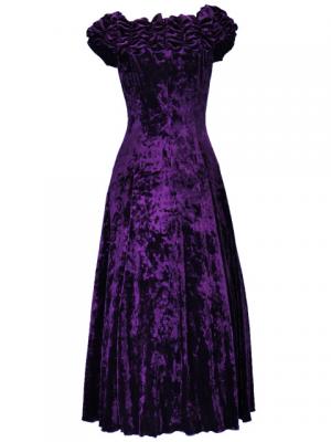 Hula Off Shoulder Dress with Crushed Velvet / Purple / G2429pu