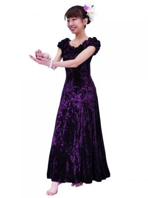 Hula Off Shoulder Dress with Crushed Velvet / Purple / G2429pu