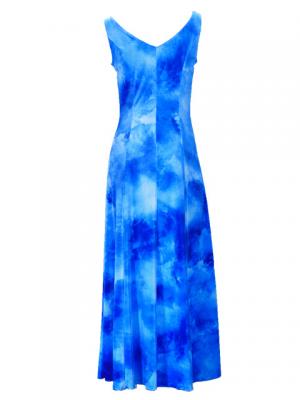 Hula Boat Neck Dress with Velvet / Luxury Collection / Blue / J2430bl