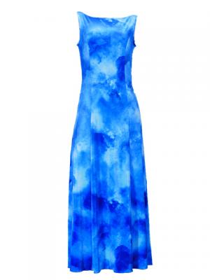 Hula Boat Neck Dress with Velvet / Luxury Collection / Blue / J2430bl