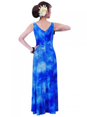 Hula Boat Neck Dress with Velvet / Luxury Collection / Blue / J2430bl