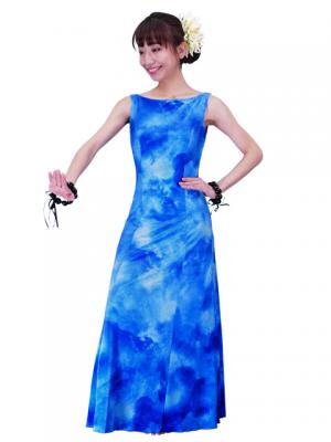 Hula Boat Neck Dress with Velvet / Luxury Collection / Blue / J2430bl