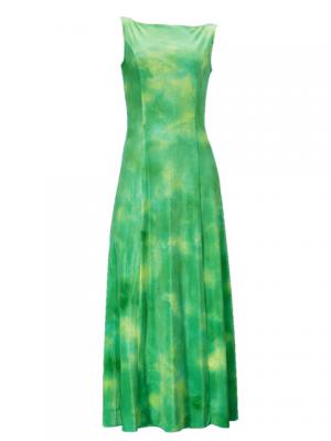 Hula Boat Neck Dress with Velvet / Luxury Collection / Green / J2430gr