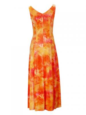 Hula Boat Neck Dress with Velvet / Luxury Collection / Orange / J2430or