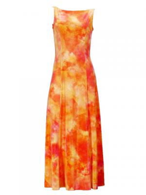 Hula Boat Neck Dress with Velvet / Luxury Collection / Orange / J2430or