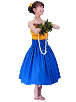 Hula Double & Reversible Pau Skirt with Kahiko  Print / Royal Blue / G2435
