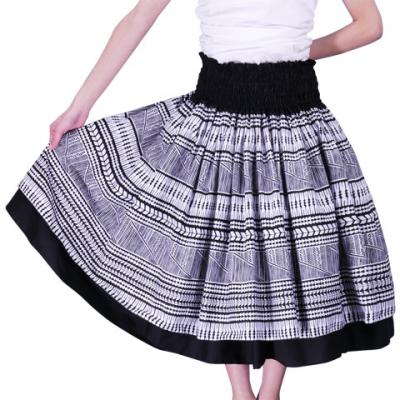 Hula Double & Reversible Pau Skirt with Kahiko  Print / Black / G2437