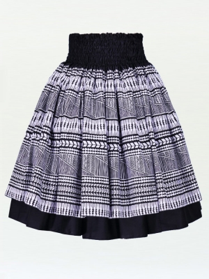 Hula Double & Reversible Pau Skirt with Kahiko  Print / Black / G2437