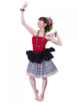 Tahitian Skirt with Kahiko Print / Cream / G2440
