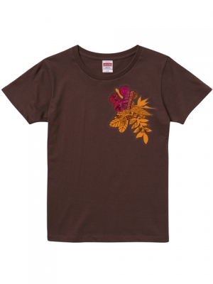 Hula Print T-shirt / Hibiscus / Brown / JT2445br