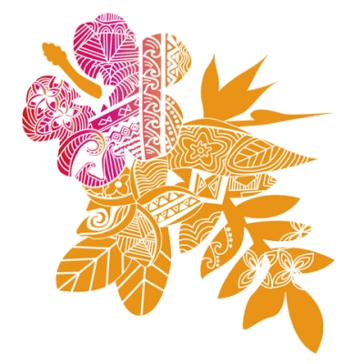 Hula Print T-shirt / Hibiscus / Brown / JT2445br
