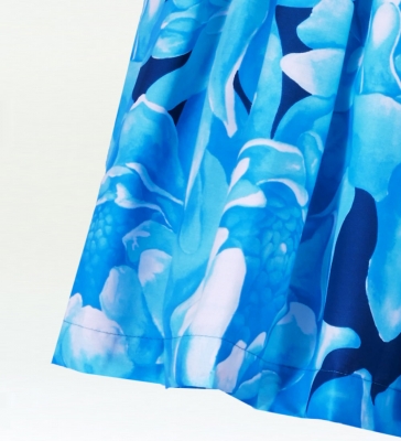 Hula Pa'u Skirt with Protea  Print / Light Blue / G2450