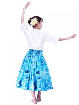 Hula Pa'u Skirt with Protea  Print / Light Blue / G2450