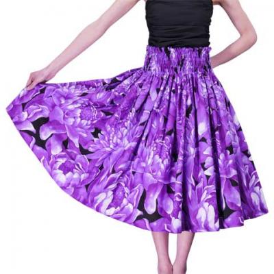 Hula Pa'u Skirt with Protea  Print / Purple / G2452