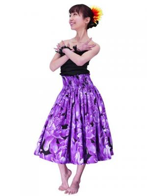 Hula Pa'u Skirt with Protea  Print / Purple / G2452