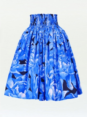 Hula Pa'u Skirt with Protea  Print / Royal Blue / J2454