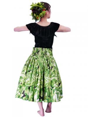 Hula Pa'u Skirt with Protea  Print / Green / G2456