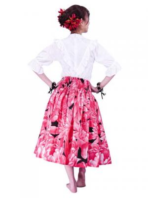 Hula Pa'u Skirt with Protea  Print / Red / G2458