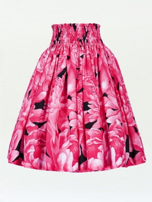 Hula Pa'u Skirt with Protea  Print / Red / G2458