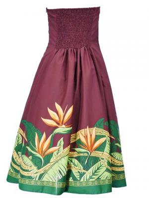 Hula Strapless Dress with Bird of Paradise / Brown  / G2474br