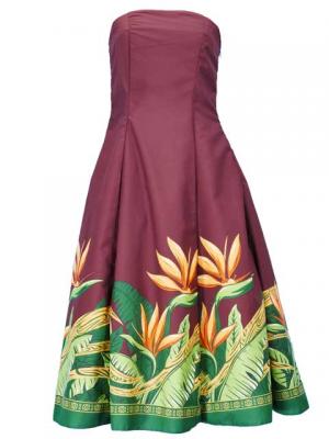 Hula Strapless Dress with Bird of Paradise / Brown  / G2474br