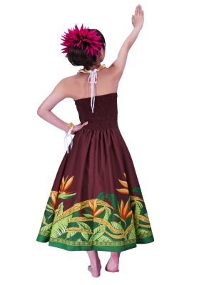 Hula Strapless Dress with Bird of Paradise / Brown  / G2474br