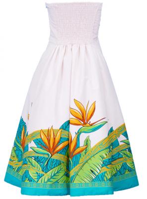 Hula Strapless Dress with Bird of Paradise / Cream  / G2474cr