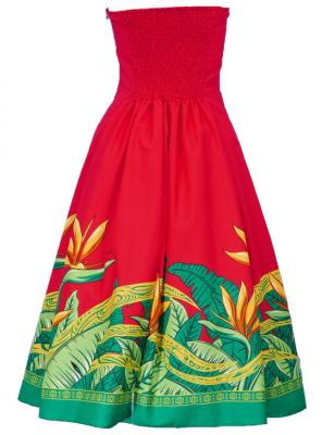 Hula Strapless Dress with Bird of Paradise / Red  / G2474rd