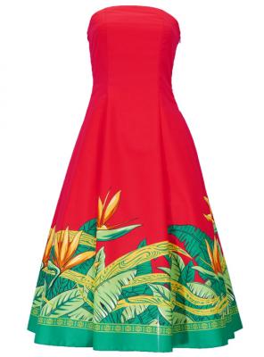 Hula Strapless Dress with Bird of Paradise / Red  / G2474rd