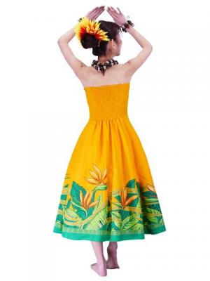 Hula Strapless Dress with Bird of Paradise / Yellow  / G2474ye
