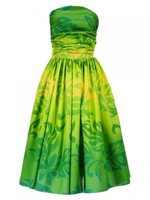 Hula Drape Midi Dress / Plumeria / Green  / G2484gr