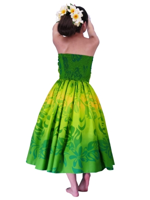 Hula Drape Midi Dress / Plumeria / Green  / G2484gr