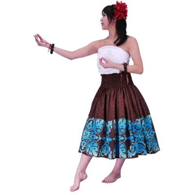 Hula Pa'u Skirt / Pineapple Motif / Brown / G2488