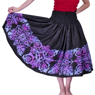 Hula Pa'u Skirt / Pineapple Motif / Black / G2490