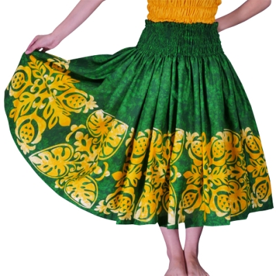 Hula Pa'u Skirt / Pineapple Motif / Green / G2492