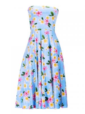 Hula Multi Way Plumeria Dress with Velvet / Luxury Collection / Blue / J2518bl