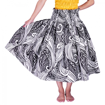 Hula Pa'u Skirt / Kahiko Wave / Black / J2538