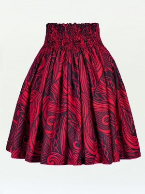 Hula Pa'u Skirt / Kahiko Wave / Red / G2542