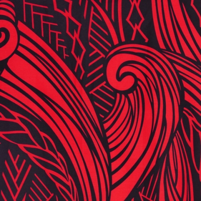 Hula Pa'u Skirt / Kahiko Wave / Red / G2542