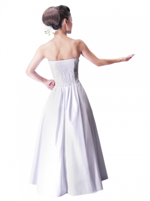 Hula Strapless Dress with Hawaiian Solid Fabric / White / G2550wh