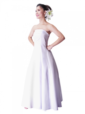 Hula Strapless Dress with Hawaiian Solid Fabric / White / G2550wh